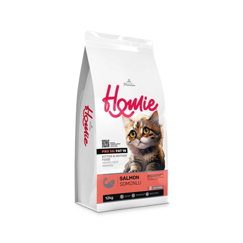 HOMIE SUPER PREMIUM KITTEN & MOTHER SOMON LOW GRAIN 12 KG