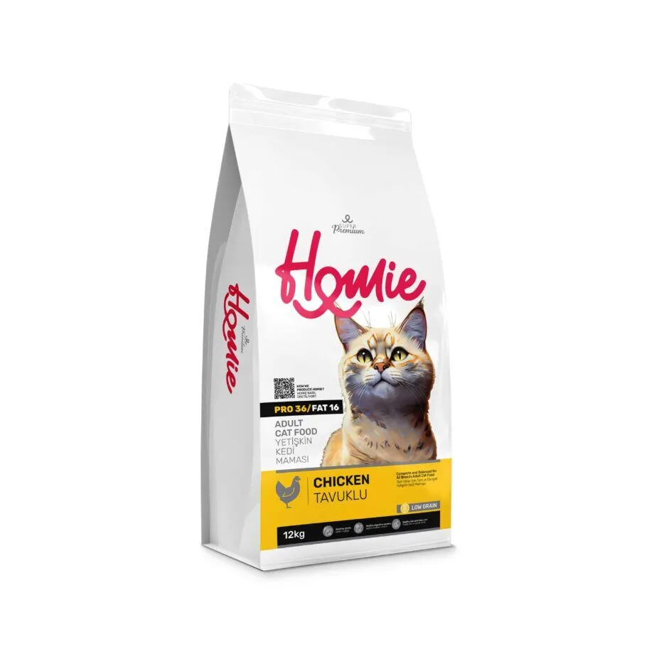Homie Super Premium Hipoalergenic  Low Grain cu Pui 12 kg - Hrana uscata pentru pisici adulte,