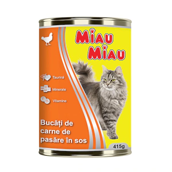 Miau Miau Hrana Umeda Pisici Pui Conserva 415gr