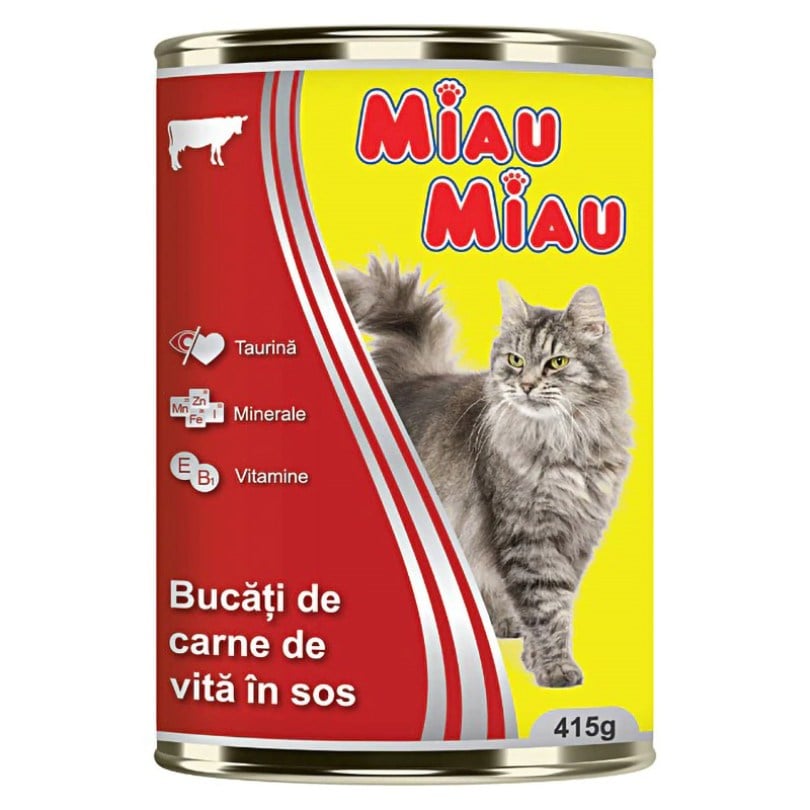 Miau Miau Hrana Umeda Pisici cu vita 415 gr
