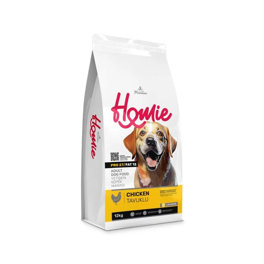 Homie Super Premium, Hrana uscata pentru caini adulti, Cu continut redus de cereale, Pui, 12 kg