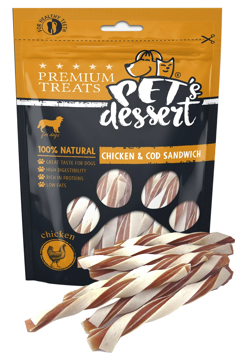 Pet's Desert Dog Chicken&Cod Sandwich 80g