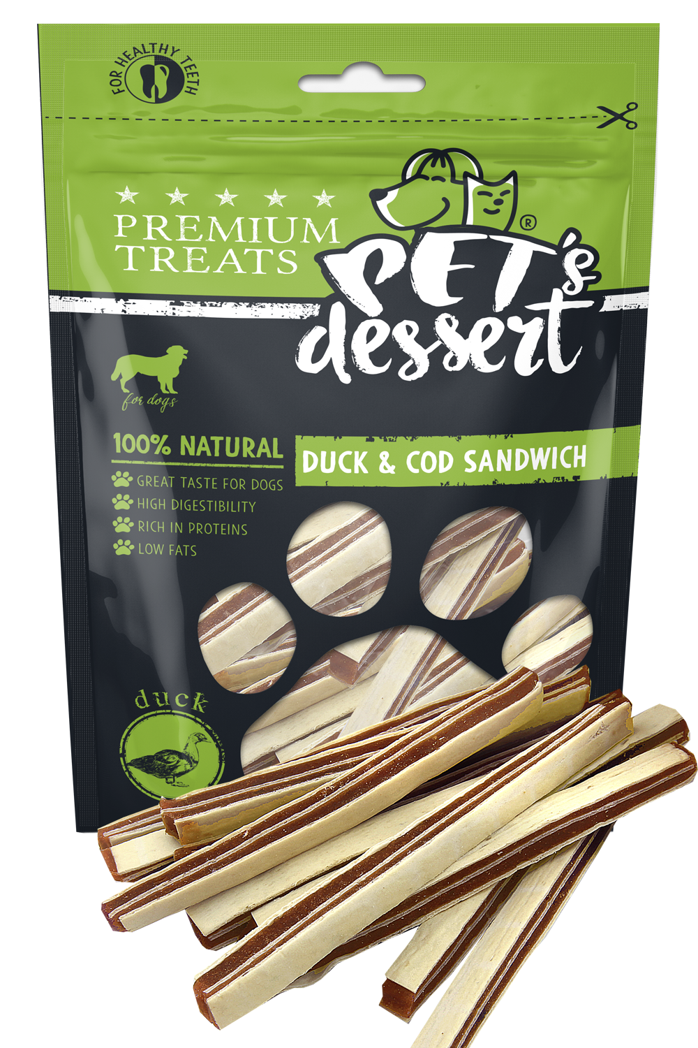 Pet's Desert Dog Duck&Cod Sandwich 80G