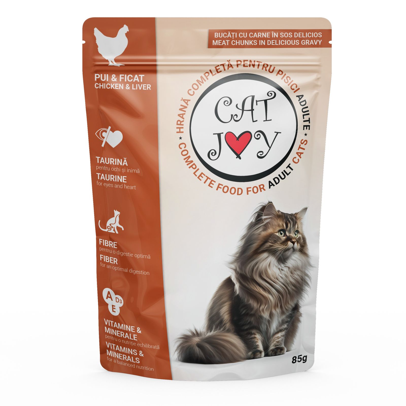 Hrana umeda pentru pisici adulte Cat Joy, pui, 85 g