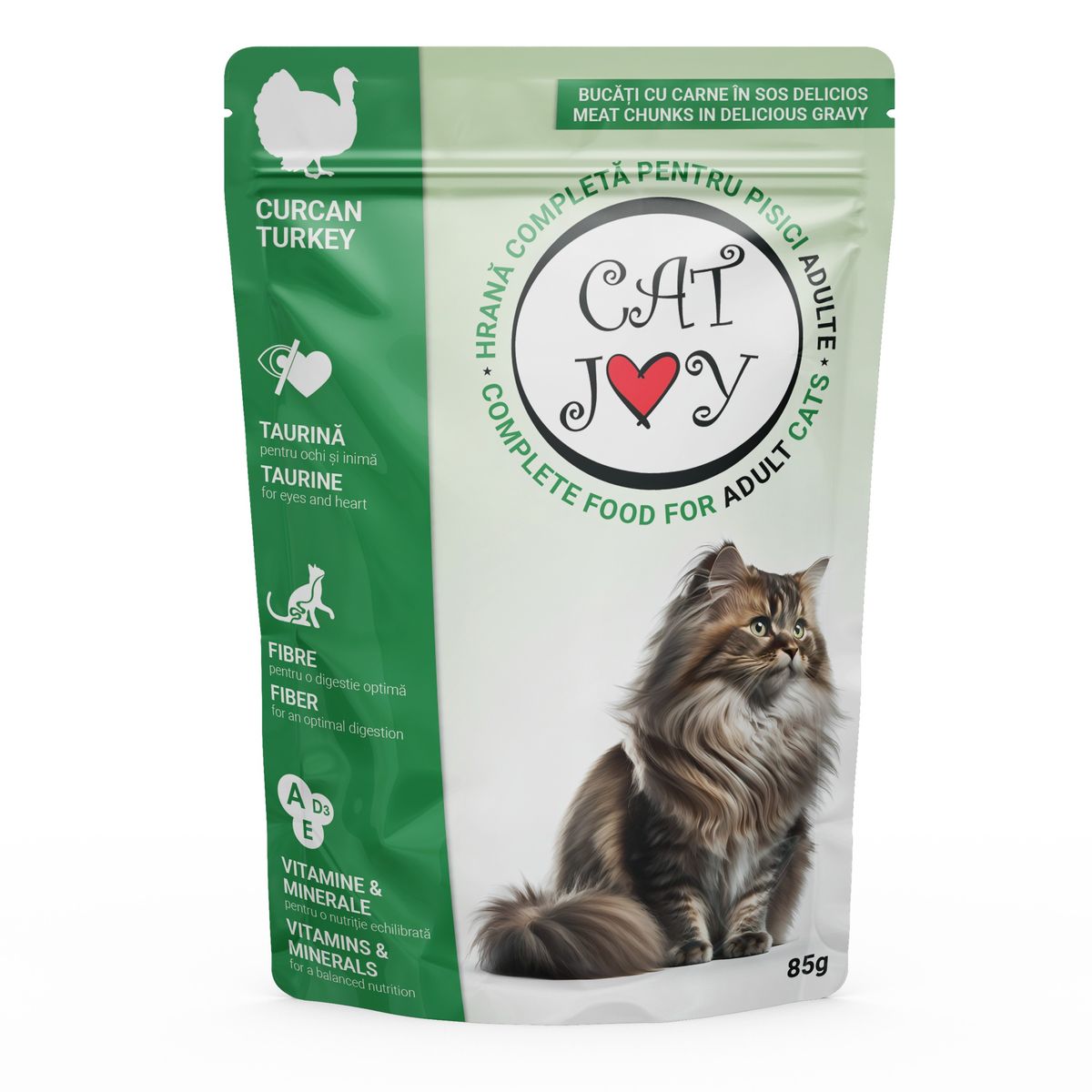 Hrana umeda pentru pisici adulte Cat Joy, curcan, 85 g