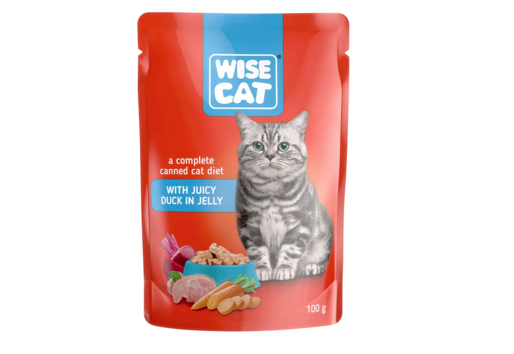 Hrana Umeda pentru Pisici cu Rata in Sos 100G-plic-Wise Cat