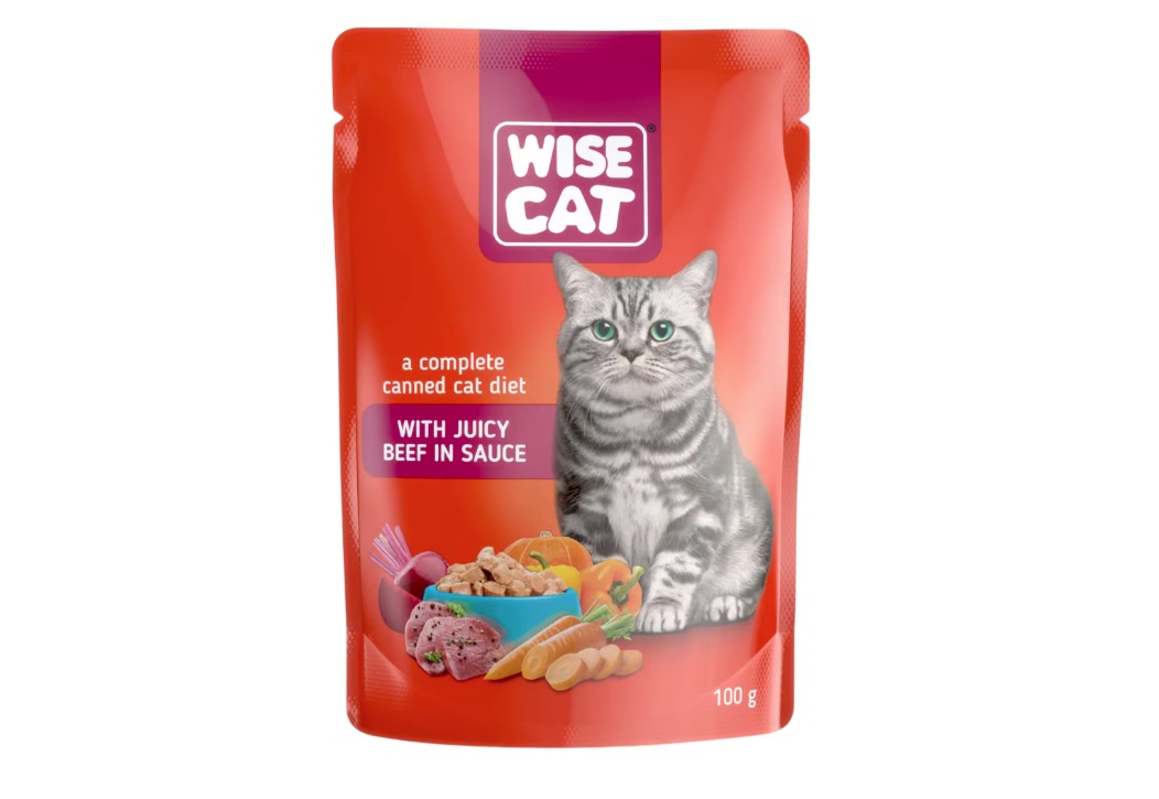 Hrana Umeda pentru Pisici cu Vita in Sos 100G-plic-Wise Cat